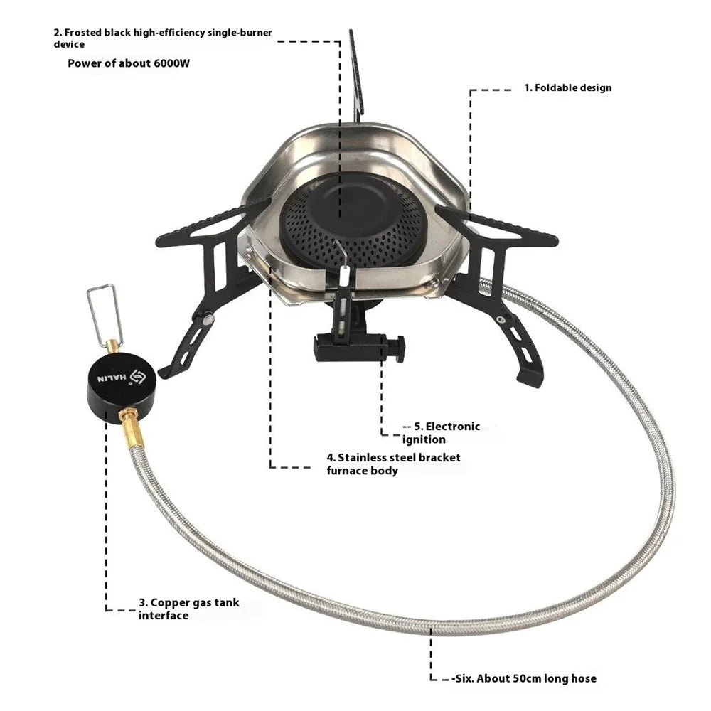 HALIN DS521 Outdoor Camping Stove Stainless Steel+Copper Gas Burner Cooking Tool - 2