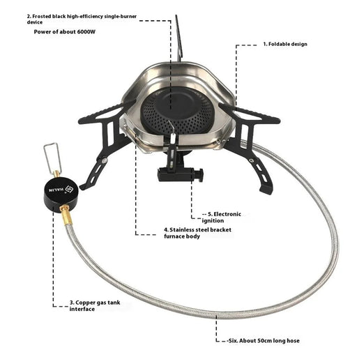 HALIN DS521 Outdoor Camping Stove Stainless Steel+Copper Gas Burner Cooking Tool - 2