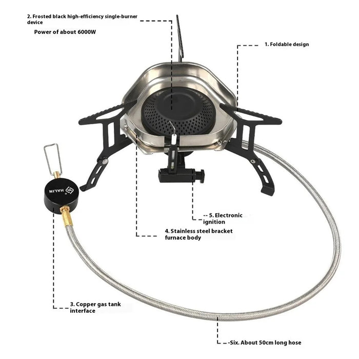 HALIN DS521 Outdoor Camping Stove Stainless Steel+Copper Gas Burner Cooking Tool - 2