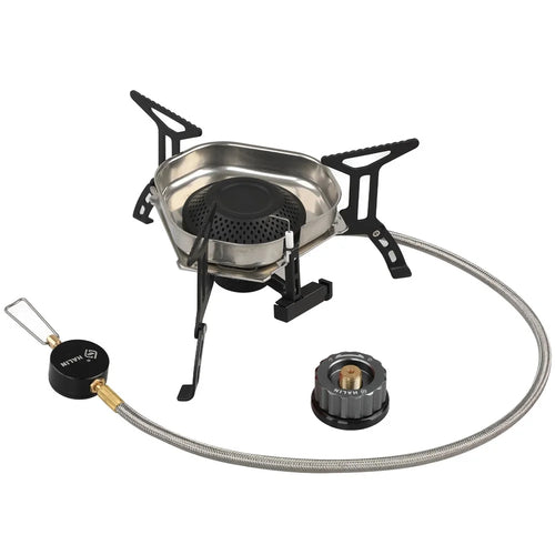 HALIN DS553 Outdoor Camping Windproof Blackened Stove Gas Burner with Gas Tank Adapter - 1