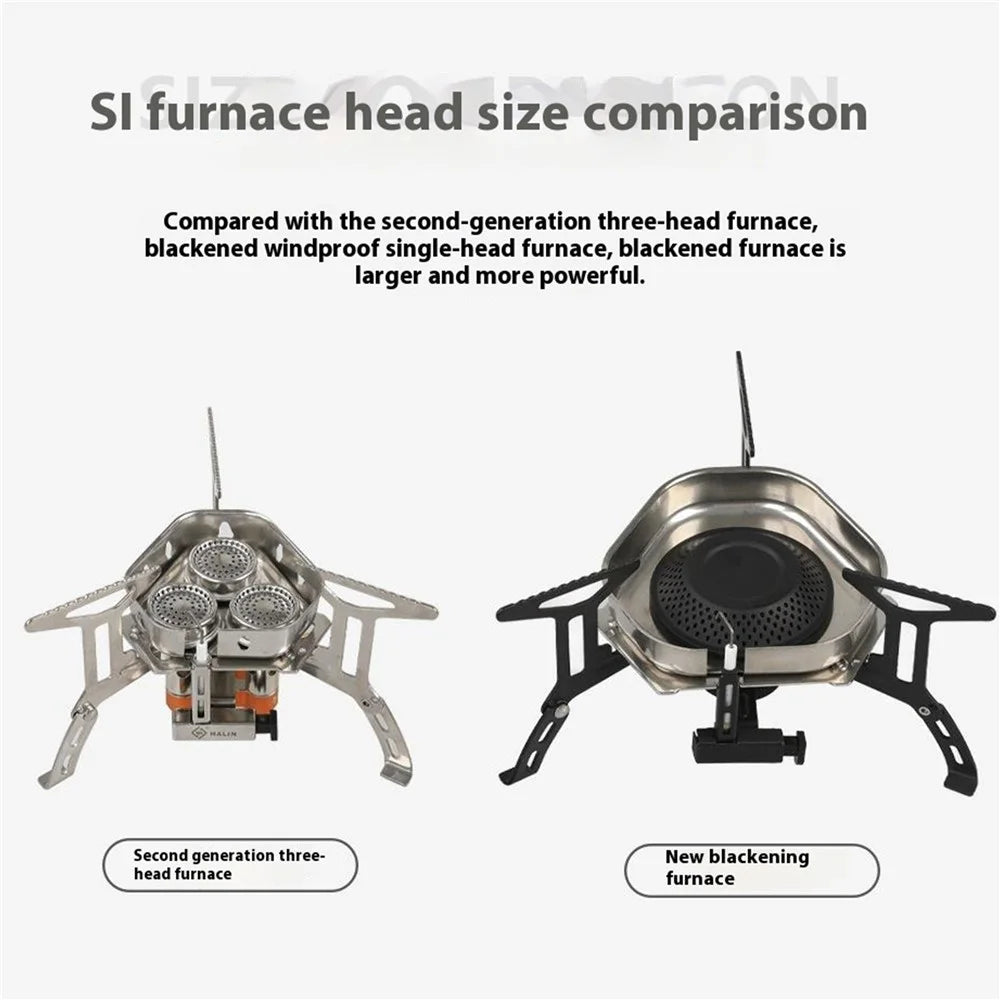 HALIN DS553 Outdoor Camping Windproof Blackened Stove Gas Burner with Gas Tank Adapter - 3