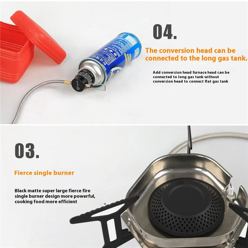 HALIN DS553 Outdoor Camping Windproof Blackened Stove Gas Burner with Gas Tank Adapter - 5