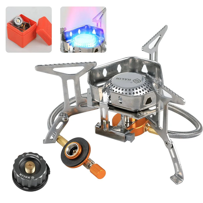 HALIN DS503 Camping Portable Gas Stove Burner Cooking Stove with Fuel Canister Adapter - Black - 1