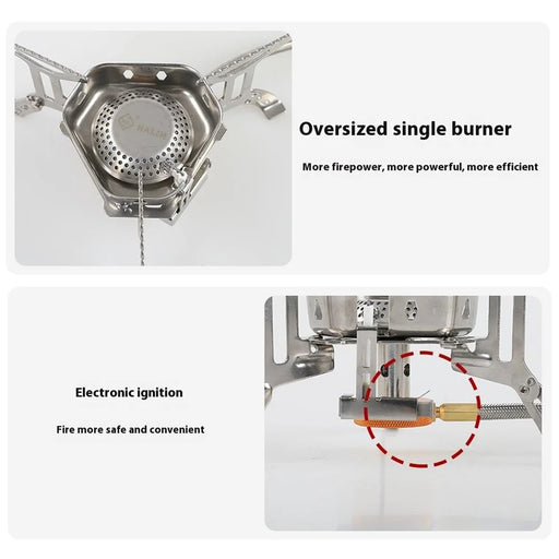 HALIN DS503 Camping Portable Gas Stove Burner Cooking Stove with Fuel Canister Adapter - Black - 2