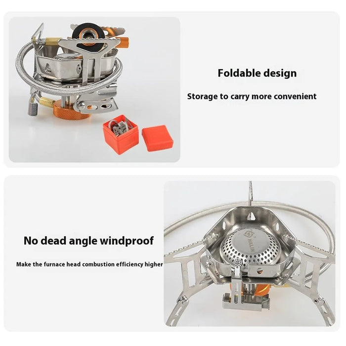 HALIN DS503 Camping Portable Gas Stove Burner Cooking Stove with Fuel Canister Adapter - Black - 3