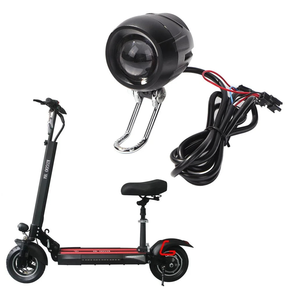 For KUGOO M4 10inch Electric Scooter Front Lamp 24-48V LED Light with Horn Accessory - 1