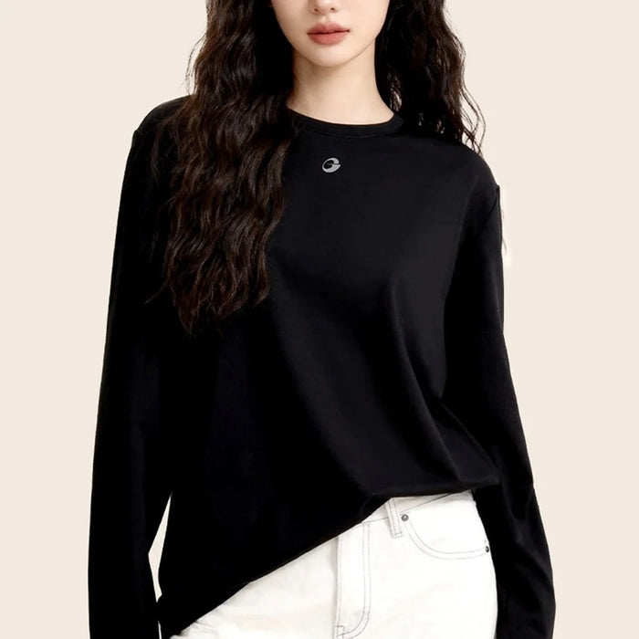 GOLOVEJOY TX04 Down Undershirt for Men / Women Autumn Winter Classic Round Neck Long Sleeve Shirts Reinforced Cuffs - Black / S - 1