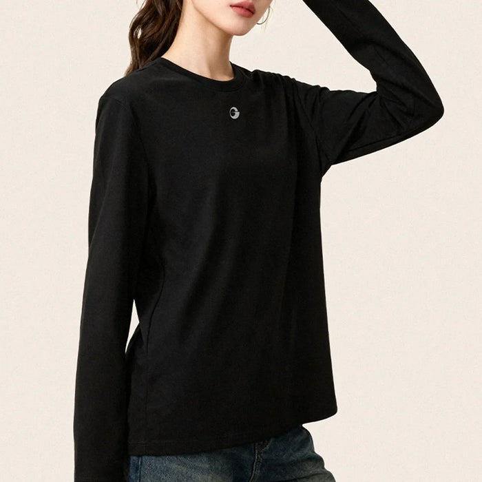 GOLOVEJOY TX04 Down Undershirt for Men / Women Autumn Winter Classic Round Neck Long Sleeve Shirts Reinforced Cuffs - Black / S - 3