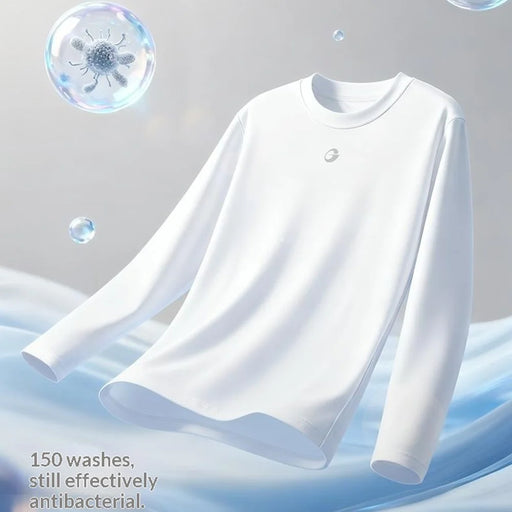 GOLOVEJOY TX03 Unisex Down Base Layer Classic Round Neck Long Sleeve Shirt for Autumn / Winter Wear - White / S - 2