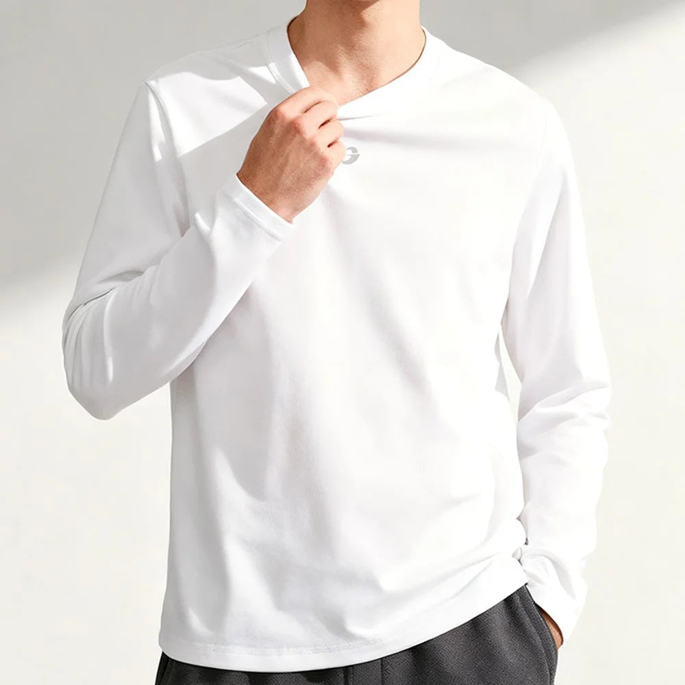 GOLOVEJOY TX03 Unisex Down Base Layer Classic Round Neck Long Sleeve Shirt for Autumn / Winter Wear - White / S - 3