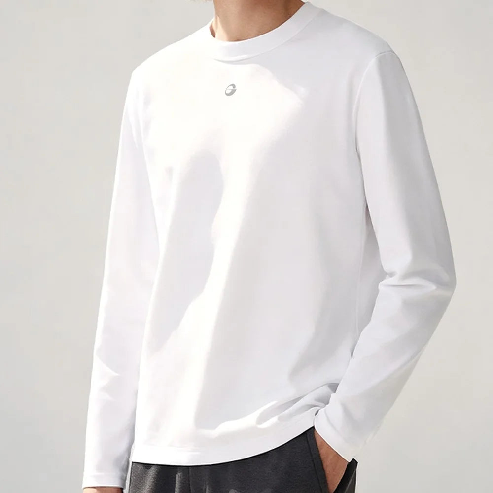GOLOVEJOY TX03 Unisex Down Base Layer Classic Round Neck Long Sleeve Shirt for Autumn / Winter Wear - White / S - 4