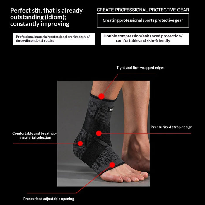 VBOSI 0147V 1Pc Ankle Support Brace Breathable Compression Wrap for Basketball Running - Black/M - 5
