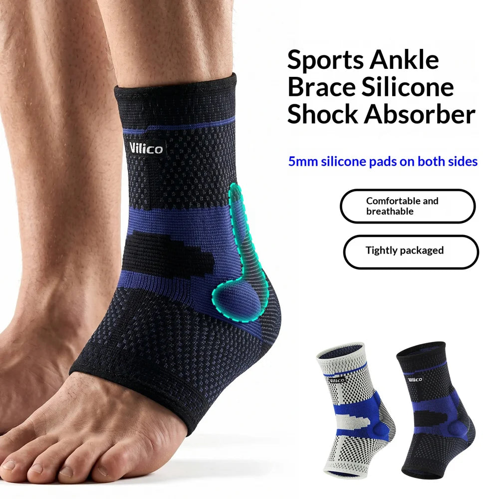 VILICO AB211 1Pc Sports Ankle Support Elastic Knit Protective Brace for Basketball Football Running - Navy Blue M - 3