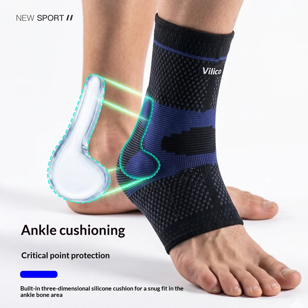 VILICO AB211 1Pc Sports Ankle Support Elastic Knit Protective Brace for Basketball Football Running - Navy Blue M - 4