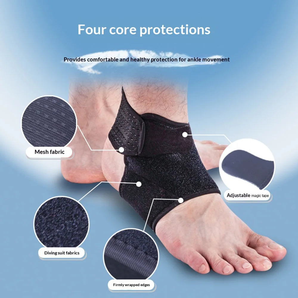 4916 1Pc Ankle Support Brace Strap Breathable Anti-Sprain Protective Gear for Basketball Sports - Black - 4