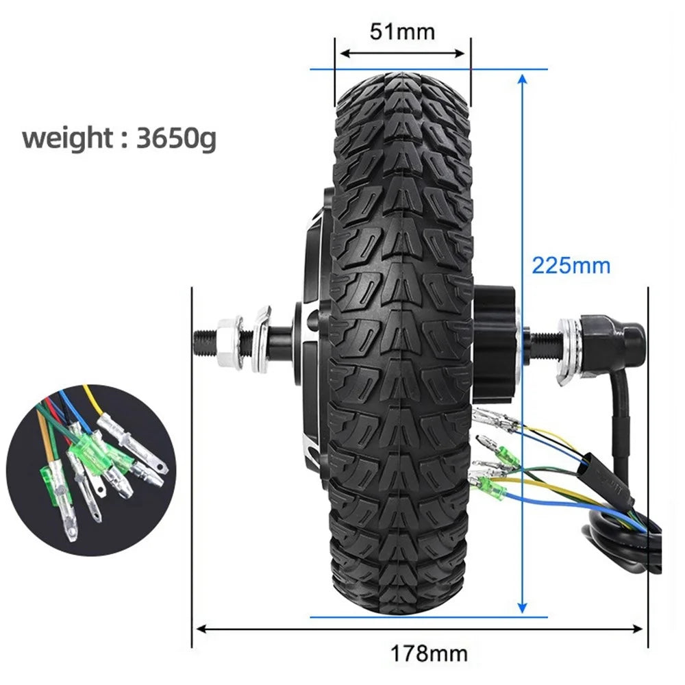 For Kugoo M4 10-Inch Electric Scooter Rear Wheel Hub Motor Assembly 48V 500W Anti-slip Explosion-Proof Solid Tire - 6