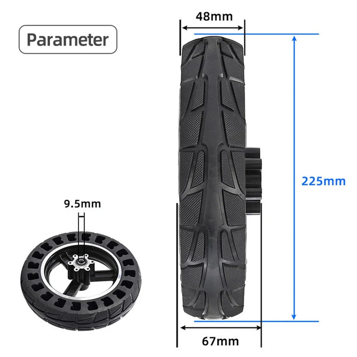 Anti-slip Solid Front Tire for Kugoo M4 Electric Scooter 10x2.125 Inch Shock Absorbed Rubber E-scooter Black Front Wheel Hub Replacement - 6