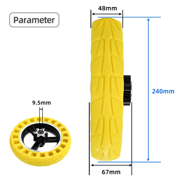 For Kugoo M4 Electric Scooter 10x2.125 Inch Anti-slip Front Tire Shock Absorbed Rubber E-scooter Front Wheel Hub Replacement - Yellow - 4