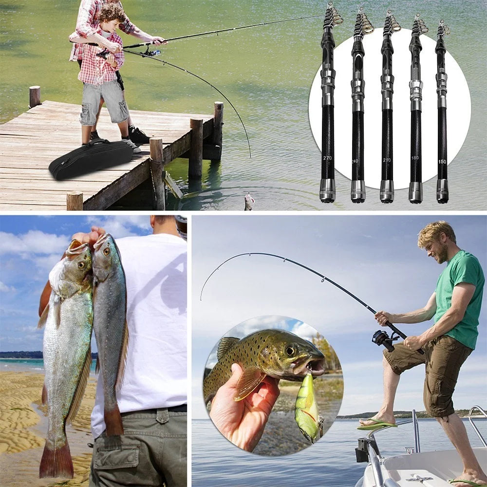 48656 2.1m Carbon Fiber Fishing Rod Telescopic Lightweight Fishing Pole - 3