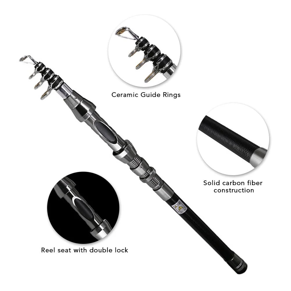48656 2.1m Carbon Fiber Fishing Rod Telescopic Lightweight Fishing Pole - 4