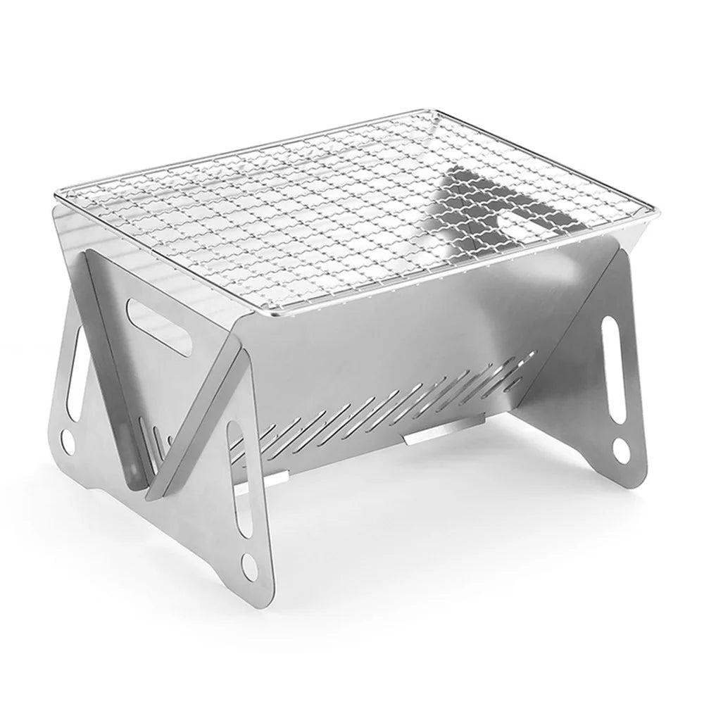 HALIN Outdoor Stainless Steel Barbecue Charcoal Grill Folding Camping Picnic BBQ Stove - 1