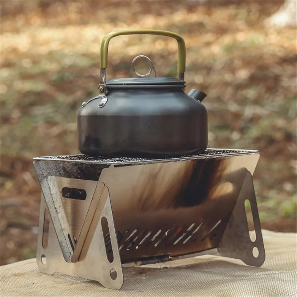 HALIN Outdoor Stainless Steel Barbecue Charcoal Grill Folding Camping Picnic BBQ Stove - 3