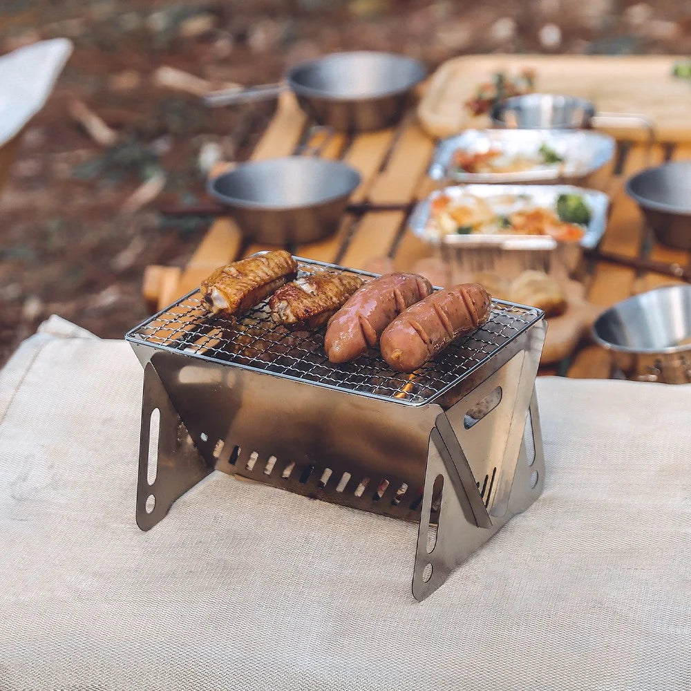 HALIN Outdoor Stainless Steel Barbecue Charcoal Grill Folding Camping Picnic BBQ Stove - 6