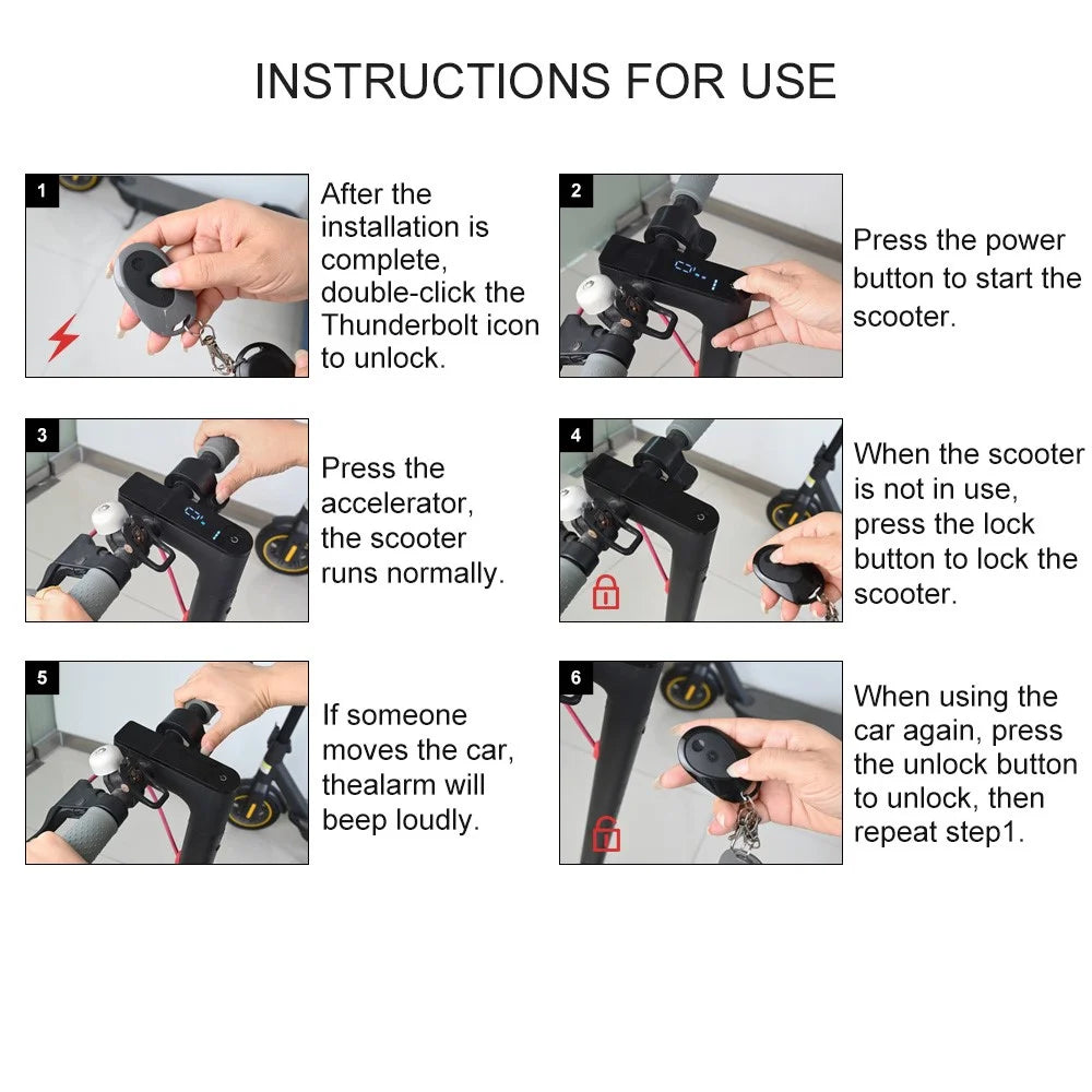 Anti-Theft Alarm System for Xiaomi 1S / M365 / M365 Pro Electric Scooter Alarm Horn with Remote Control - 5