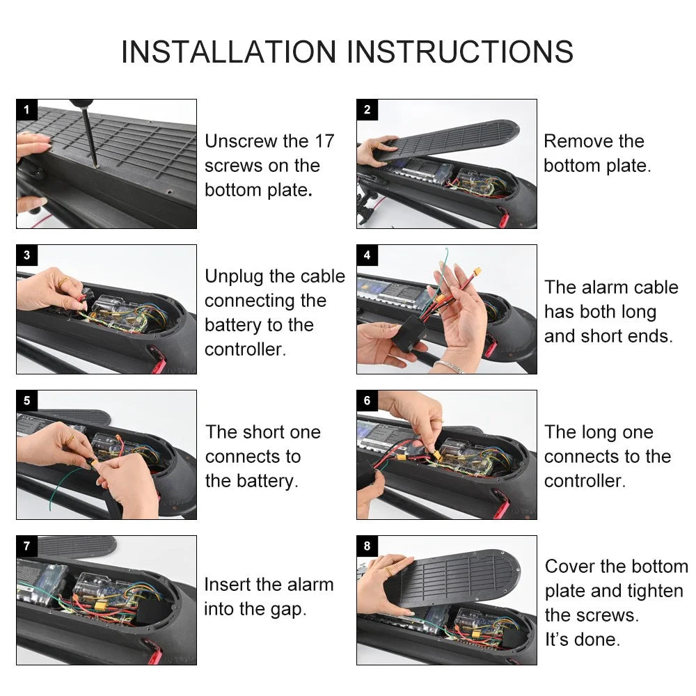 XT60 For Ninebot Max G30 36-55V 115db Security Anti-theft Alarm Remote Control Electric Scooter Part - 7