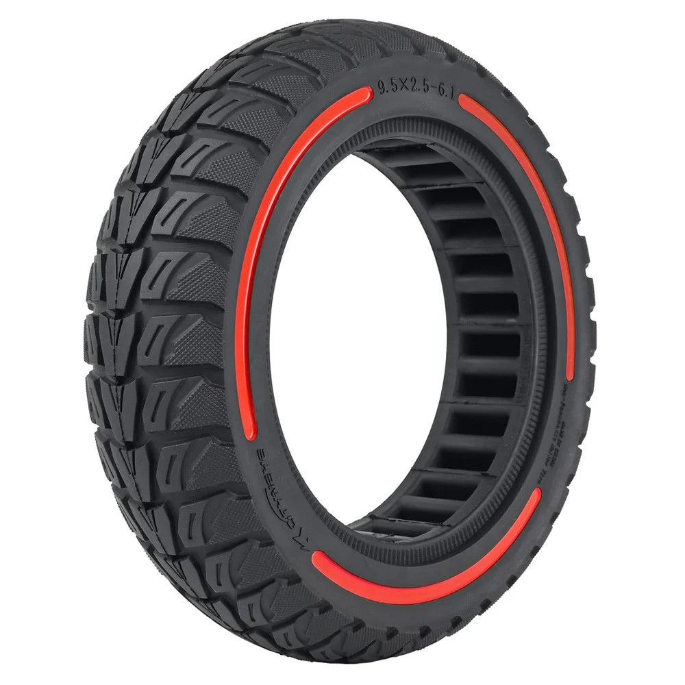 For Niu Electric Kick Scooter 9.5*2.5-6.1 Rubber Tire Honeycomb Shock Absorption Inflation Free Tyre - Red - 1