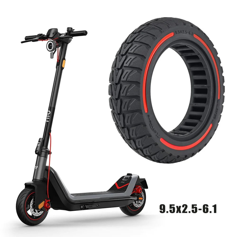 For Niu Electric Kick Scooter 9.5*2.5-6.1 Rubber Tire Honeycomb Shock Absorption Inflation Free Tyre - Red - 2