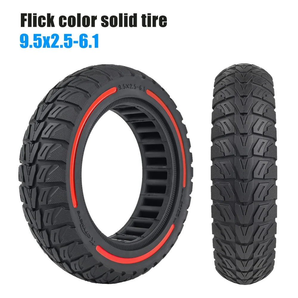For Niu Electric Kick Scooter 9.5*2.5-6.1 Rubber Tire Honeycomb Shock Absorption Inflation Free Tyre - Red - 6