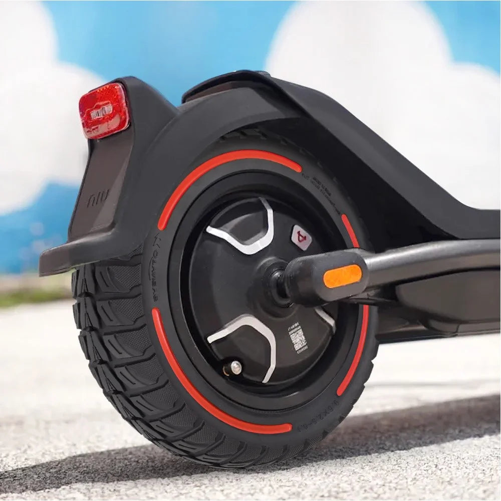 For Niu Electric Kick Scooter 9.5*2.5-6.1 Rubber Tire Honeycomb Shock Absorption Inflation Free Tyre - Red - 7