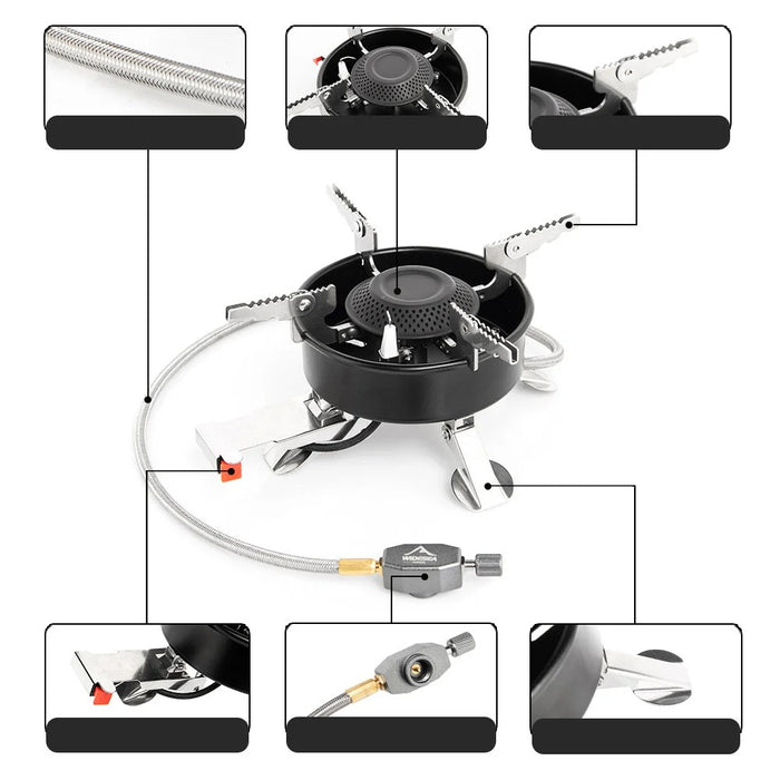 WIDESEA WSS-508 Stainless Steel 3200W Single Head Foldable Gas Stove for Outdoor Camping - 3
