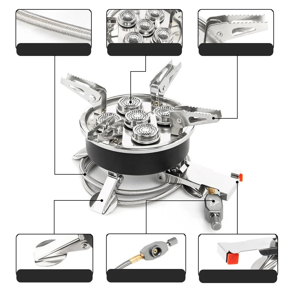 WIDESEA WSS-507 Outdoor Camping 8800W High Power Folding Five-Head Gas Stove - 2
