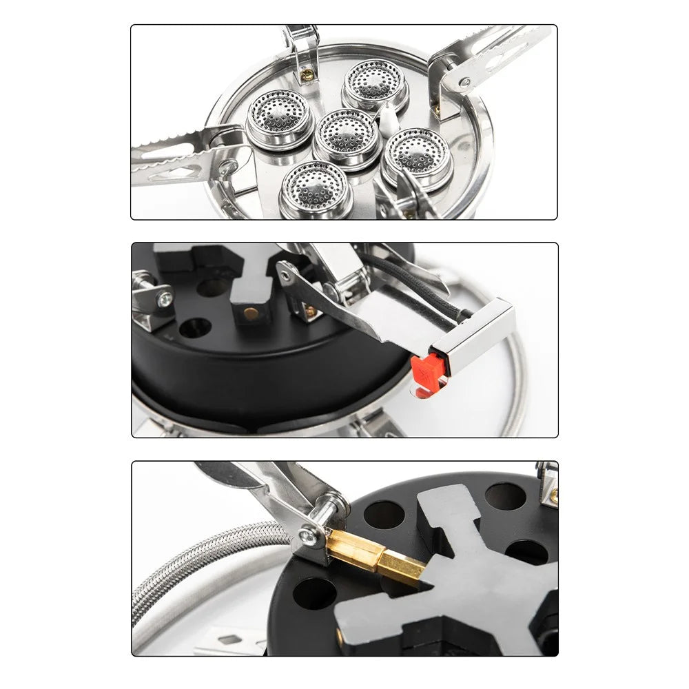 WIDESEA WSS-507 Outdoor Camping 8800W High Power Folding Five-Head Gas Stove - 5