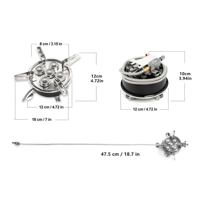 WIDESEA WSS-507 Outdoor Camping 8800W High Power Folding Five-Head Gas Stove - 6