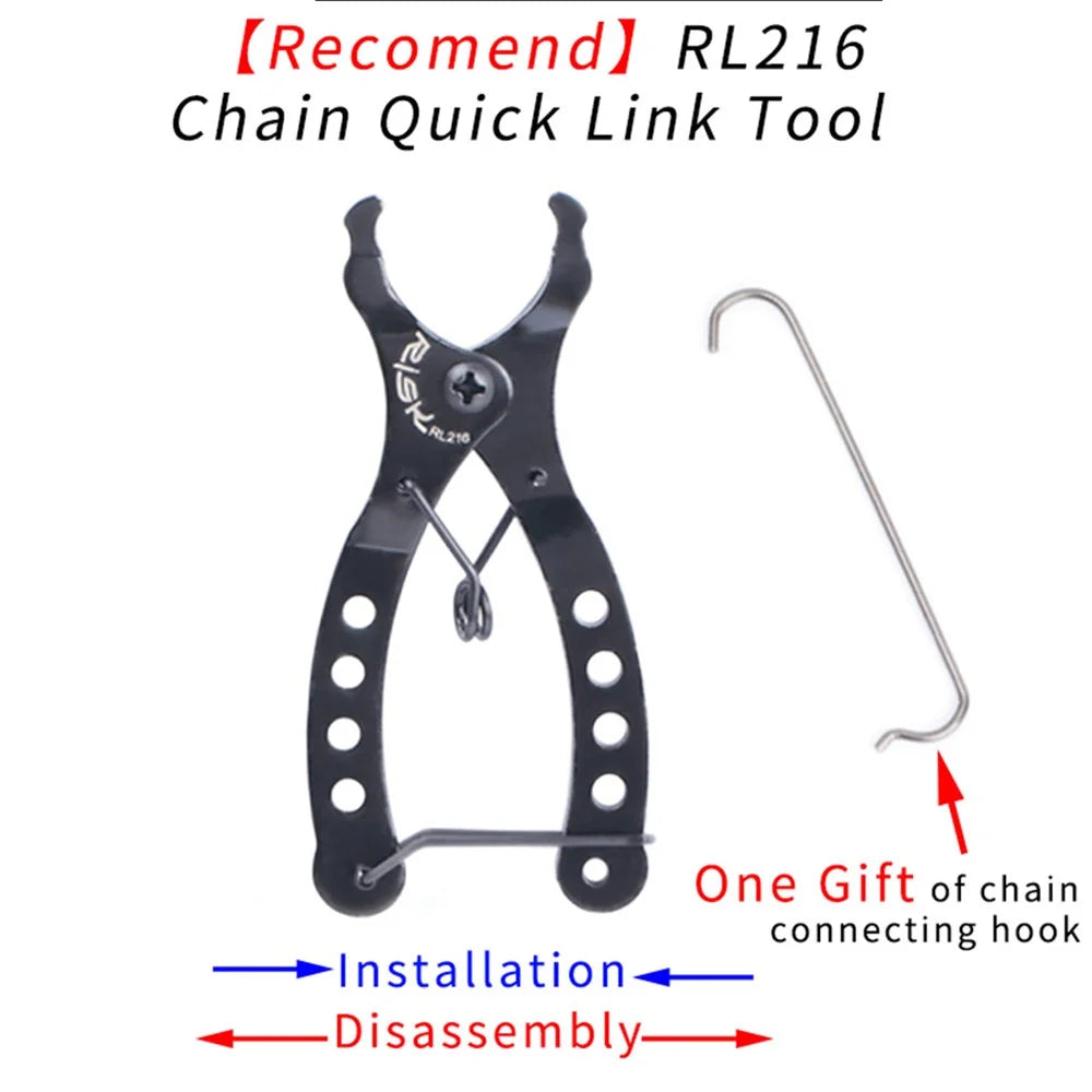 RISK Bicycle Mini Chain Quick Link Tool MTB Mountain Road Bike Magic Buckle Removal Installation Tool Clamp Black - 2