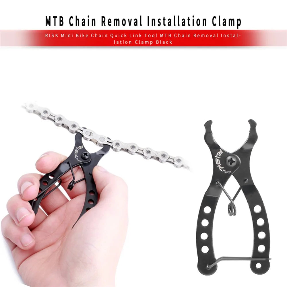 RISK Bicycle Mini Chain Quick Link Tool MTB Mountain Road Bike Magic Buckle Removal Installation Tool Clamp Black - 3