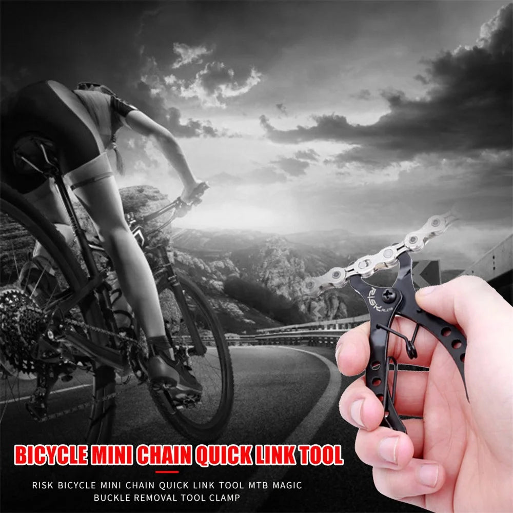 RISK Bicycle Mini Chain Quick Link Tool MTB Mountain Road Bike Magic Buckle Removal Installation Tool Clamp Black - 6