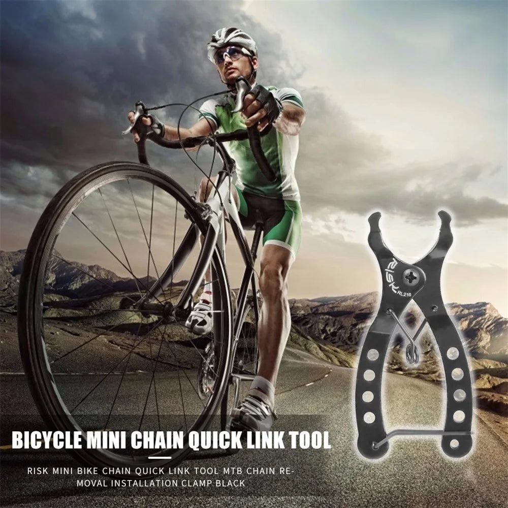 RISK Bicycle Mini Chain Quick Link Tool MTB Mountain Road Bike Magic Buckle Removal Installation Tool Clamp Black - 7