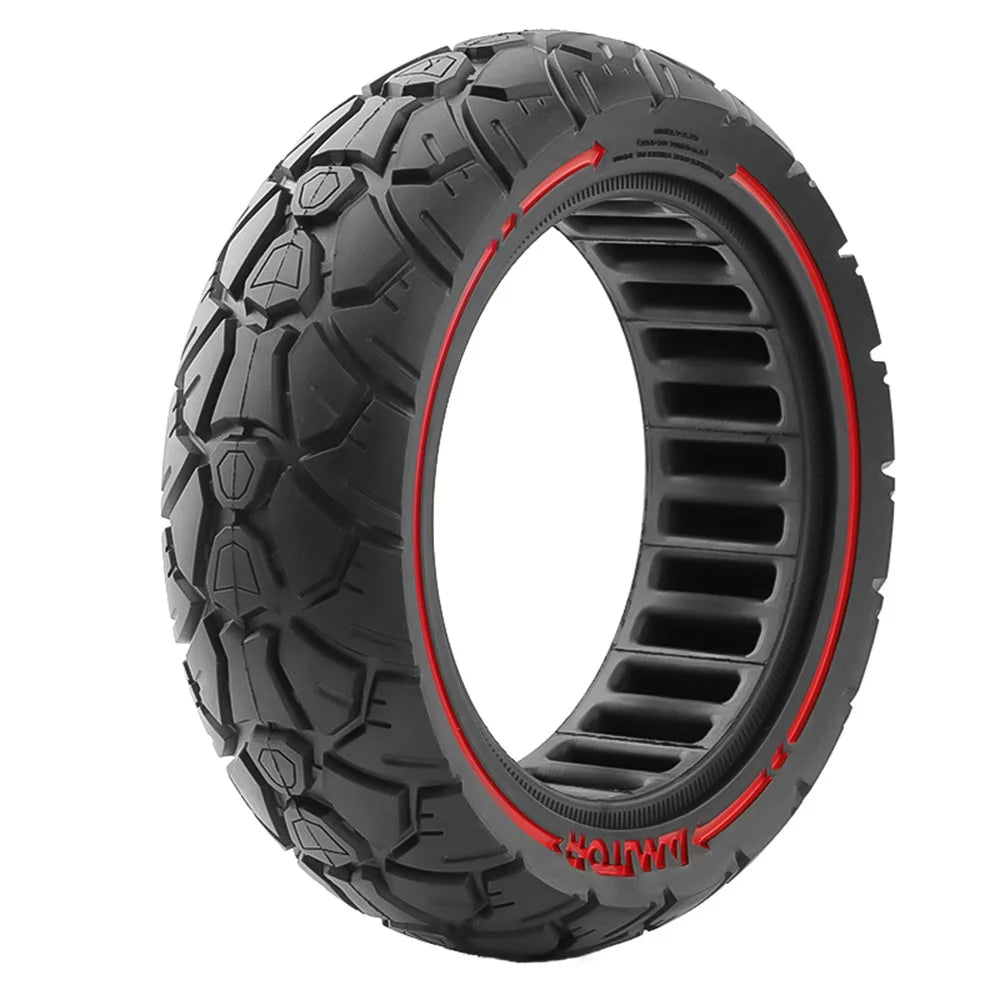 AMITOR 10x2.7 10-Inch Scooter Replacement Wheel Red Line Decor Rubber Tire for 53.5mm Slot - 2