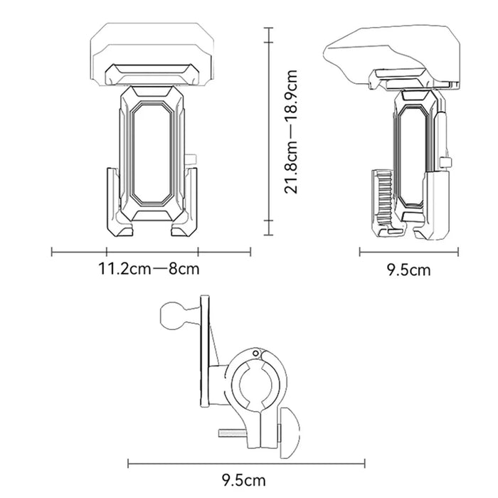 YESIDO C331 Bicycle Phone Holder with Sunshade, Bike Handlebar Phone Mount - 6