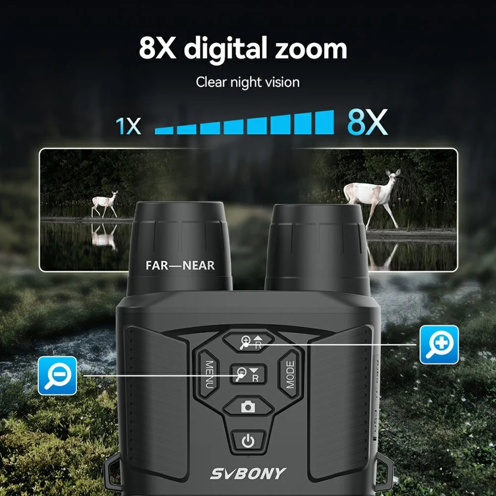 SVBONY SA206 4K Night Vision Binocular Goggles with 3 inch Large Screen, 8X Digital Zoom, 32G TF Card - 3