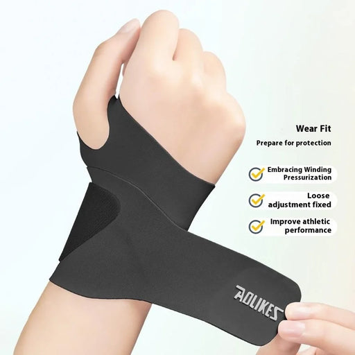 AOLIKES 7935 1Pc Wrist Guard Sprained Wrist Fixing Strap Sports Fitness Thin Summer Wrist Band - Black M - 2