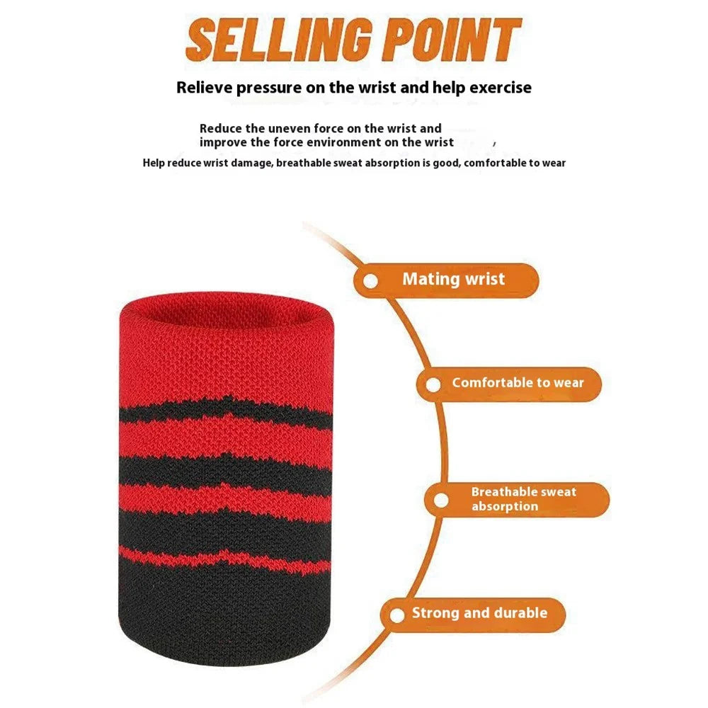 1Pc Sport Wristband Elastic Sweat Absorption Running Fitness Basketball Wrist Protection Band - HW206 Red + Black - 2