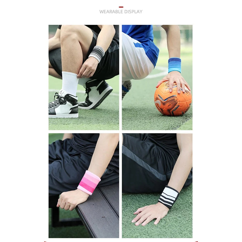 1Pc Sport Wristband Elastic Sweat Absorption Running Fitness Basketball Wrist Protection Band - HW206 Red + Black - 3