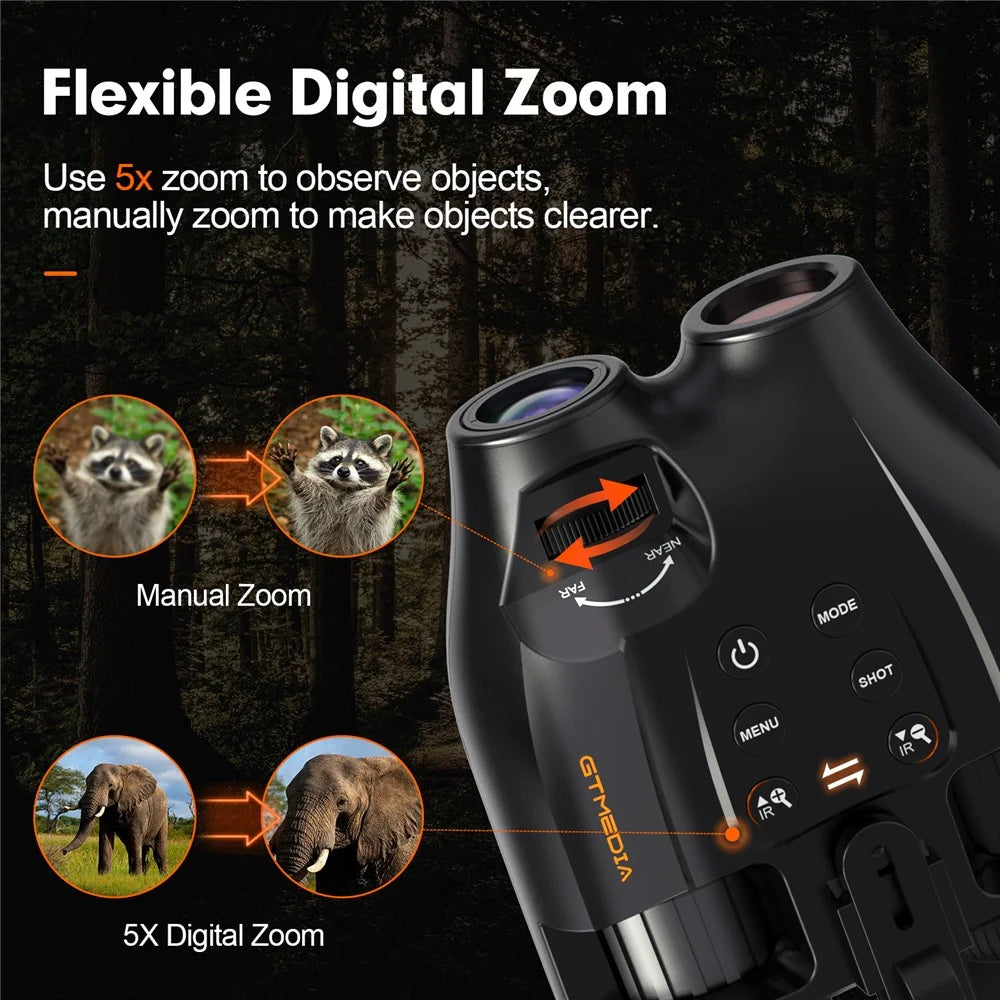 GTMEDIA N4 1080P HD Night Vision Binoculars 7 Level Brightness 5x Digital Zoom Outdoor Telescope - 7