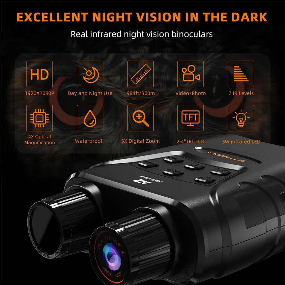 GTMEDIA N2 1080P HD Night Vision Binoculars 5X Digital Zoom 300m Range IP66 Outdoor Telescope - 6