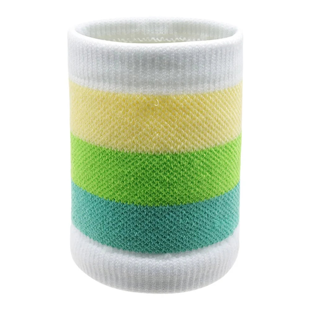 7.5x9.5cm Sweat Absorbing Wristband Basketball Cycling Running Unisex Thin Sports Wrist Band - White+Lake Green - 1